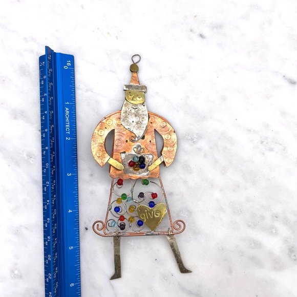 Santa Claus Ornament Mixed Metal Beaded Soldered Christmas Double Sided - Picture 7 of 7